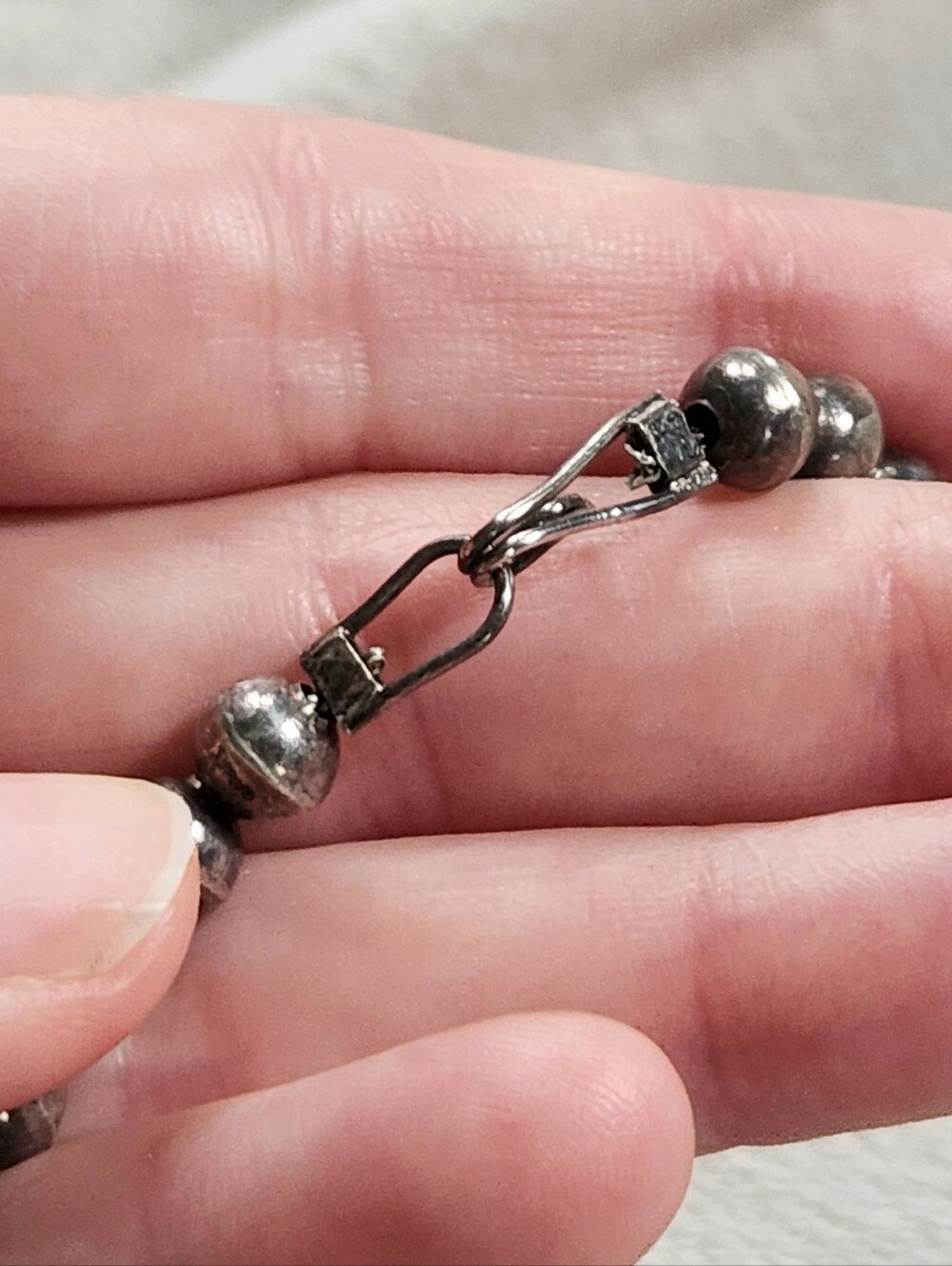 SIGNED ML NAVAJO STERLING SILVER AND TURQUOISE STATION NECKLACE - Picture 11 of 12
